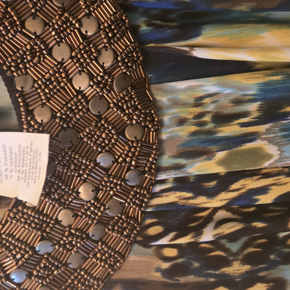 B Darlin Multicolor Patterned Beaded Neck Beautif… - image 2